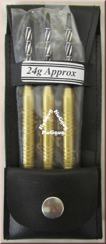 Empire Dart, Steeldart No. 7, Dartpfeile, 24g Approx, 3er-Set, schwarz/silber, mit Hülle
