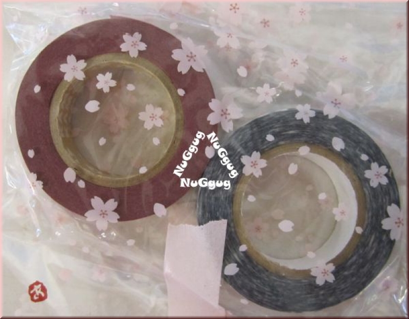 Ten to sen Masking Tape, japanisches Design-Klebeband, 2 Rollen je 15 Meter, Reispapier, Washi Tape Rolls