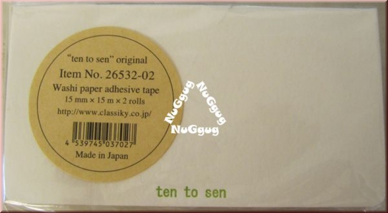 Ten to sen Masking Tape, japanisches Design-Klebeband, 2 Rollen je 15 Meter, Reispapier, Washi Tape Rolls