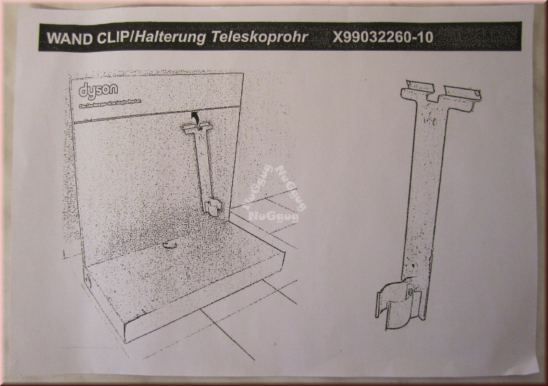 Dyson Wand Clip Halterung für Teleskoprohr X99032260-10