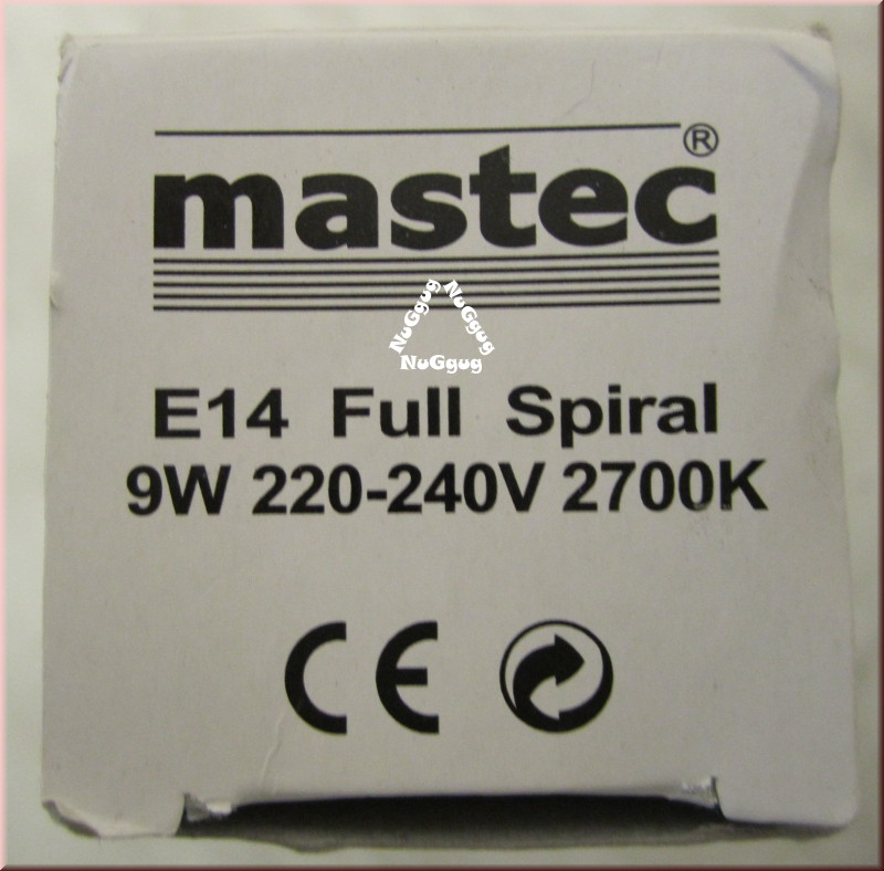 Energiesparlampe Mastec Full Spiral, 9 Watt, E14, 2700K