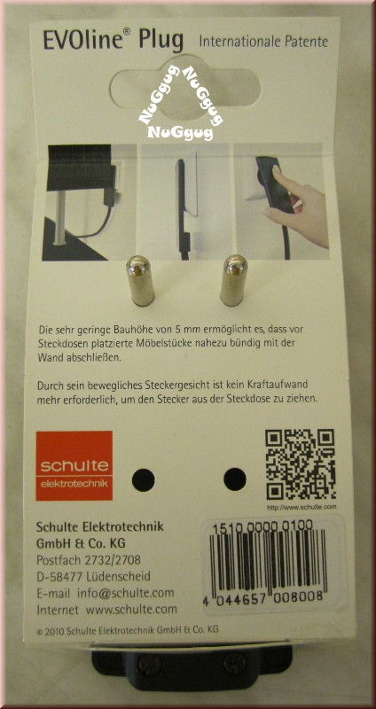 EVOline Plug, extraflacher Winkelstecker, schwarz, von Schulte Elektrotechnik GmbH & Co. KG