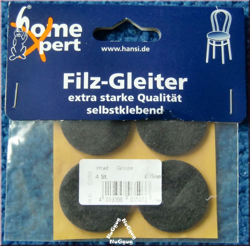 Filz-Gleiter selbstklebend. 4 Stück je 35mm. schwarz