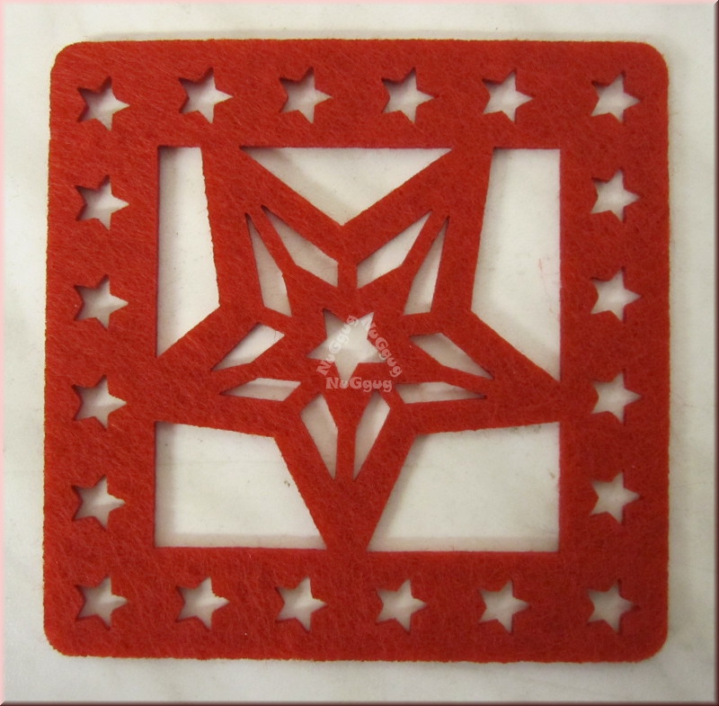 Filz Untersetzer Weihnachtsstern, rot, für Gläaser, 9,8 x 9,8 cm, 6 Stück