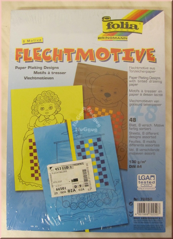 Folia Flechtmotive, 48 Blatt 130 g/m² A4, 8 verschiedenen Motive