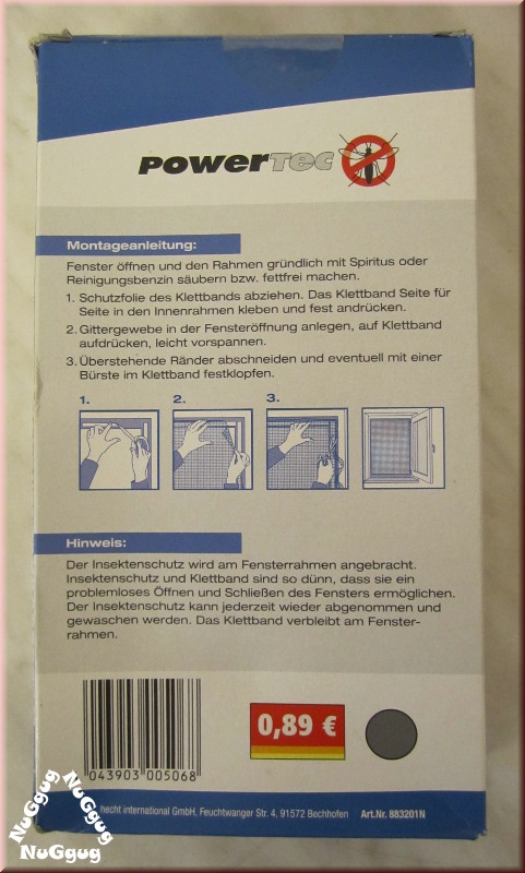 Fliegengitter PowerTec für Fenster mit Klettband, 130 x 150 cm, schwarz, waschbar