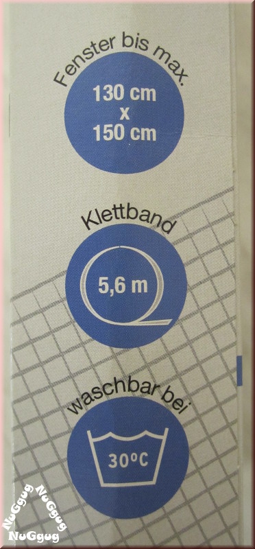 Fliegengitter PowerTec für Fenster mit Klettband, 130 x 150 cm, schwarz, waschbar