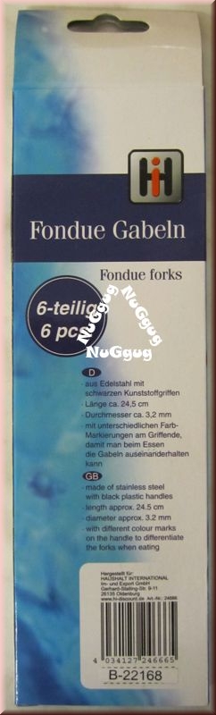 Fondue-Gabeln, Edelstahl mit Kunststoffgriff, 6 Stück
