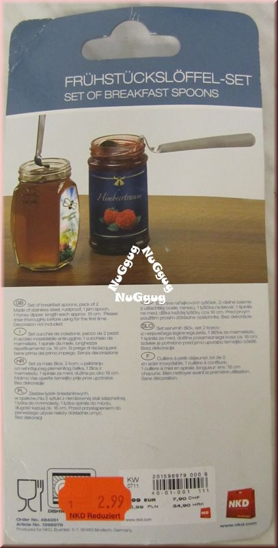 Frühstückslöffel-Set, 2er-Set, Marmeladenlöffel und Honigspirale