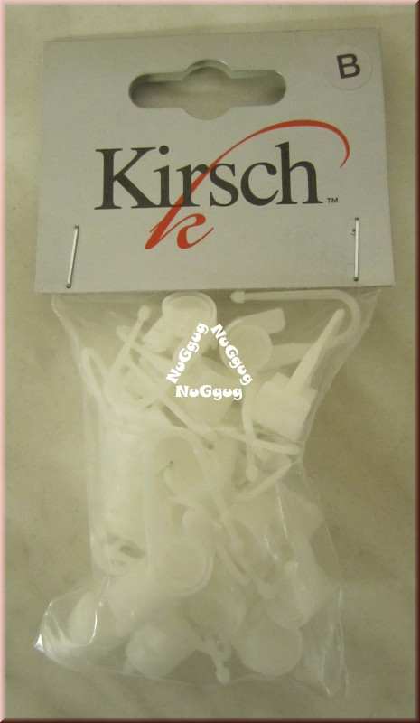 Gardinenröllchen Kiesch, Größe B, Gardinenhaken, weiss, 25 Stück