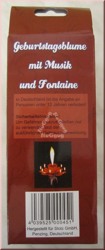 Geburtstagsblume mit Musik und Fontaine, Fontäne