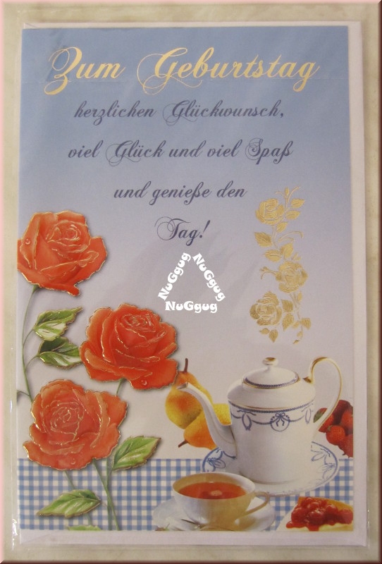 Geburtstagskarte "Zum Geburtstag..." mit Umschlag, Motiv Kaffeetisch