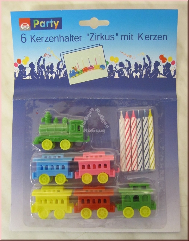 Geburtstagskerzen "Zirkus", Kerzenhalter Zug mit 6 Kerzen