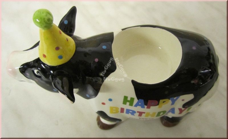 Teelichthalter "Happy Birthday" Kuh, Geburtstags-Kuh