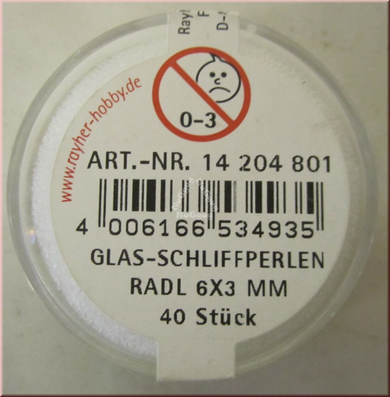 Glas-Schliffperlen Bergkristall, Radl 6 x 3 mm, 40 Stück