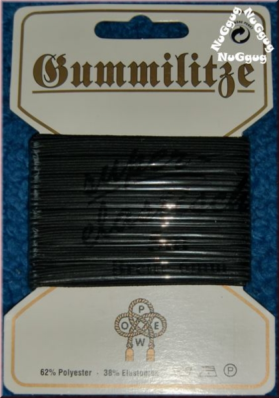 Gummilitze super-elastisch, schwarz, 5 Meter, 6 mm