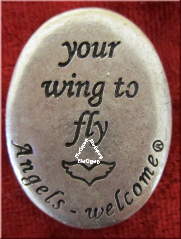 Handschmeichler "your wing to fly", oval, silberfarben