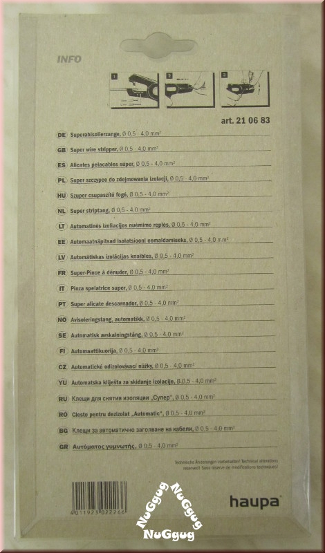 Abisolierzange, Superabisolierzange 0,5 - 4,0 mm², von Haupa, Artikel 210683