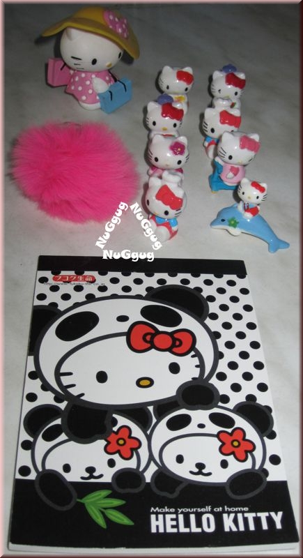 Hello Kitty Set mit 1 Notizblock + 1 Anhänger + 9 Figuren