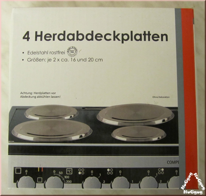 Herdabdeckplatten, Edelstahl, Set mit 4 Stück