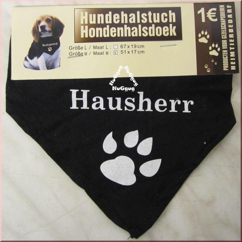 Hundehalstuch "Hausherr", schwarz, Größe M, 51 x 17 cm