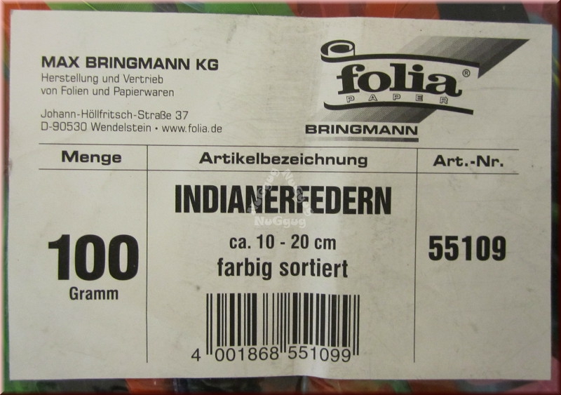 Indianerfedern, 10 - 20 cm, farbig sortiert, 100 Gramm