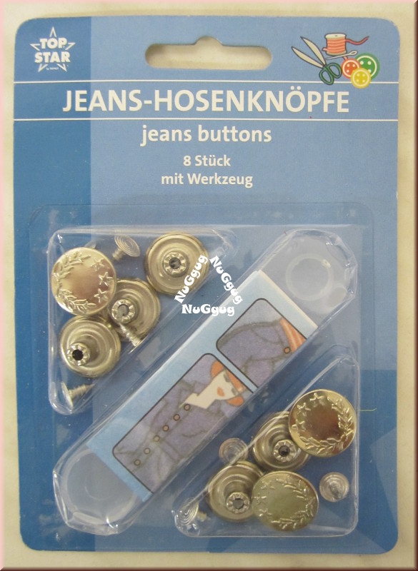 Jeans Hosenknöpfe mit Werkzeug, 8 Stück