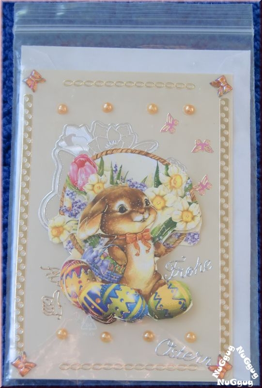 3D-Karte "Frohe Ostern", Osterhase, mit Umschlag