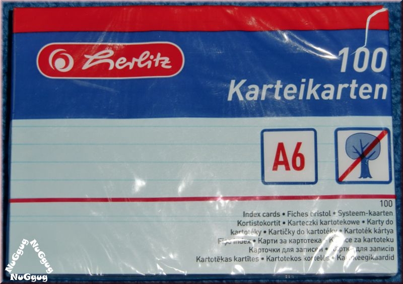 Karteikarten A6. hellblau. 100 Stück. von Herlitz