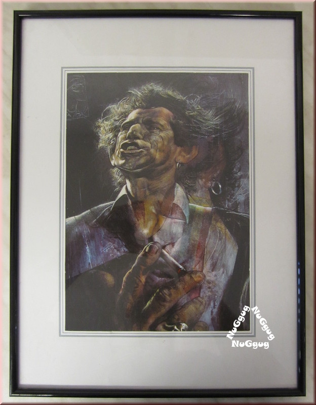 Rolling Stones Keith Richards als Karikatur by Sebastian Krüger, gerahmter Druck, Bild 1