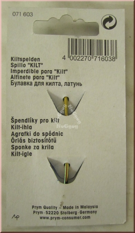 Kiltnadel, 76 mm, goldfarben, Prym Artikelnummer 071603