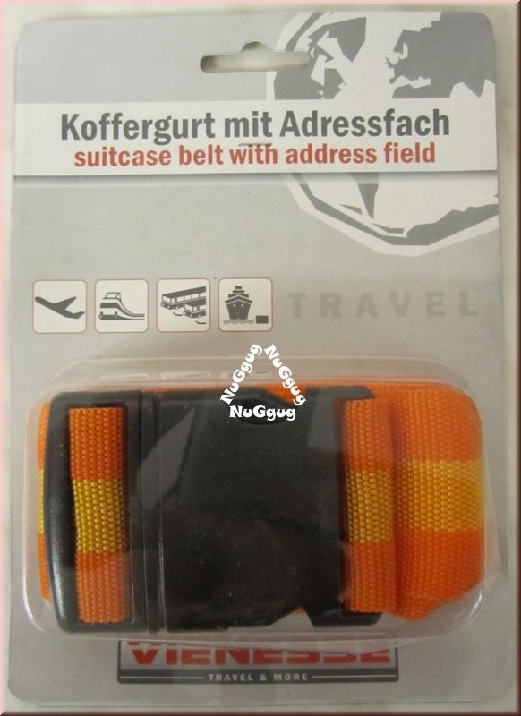 Koffergurt mit Adressfach, orange