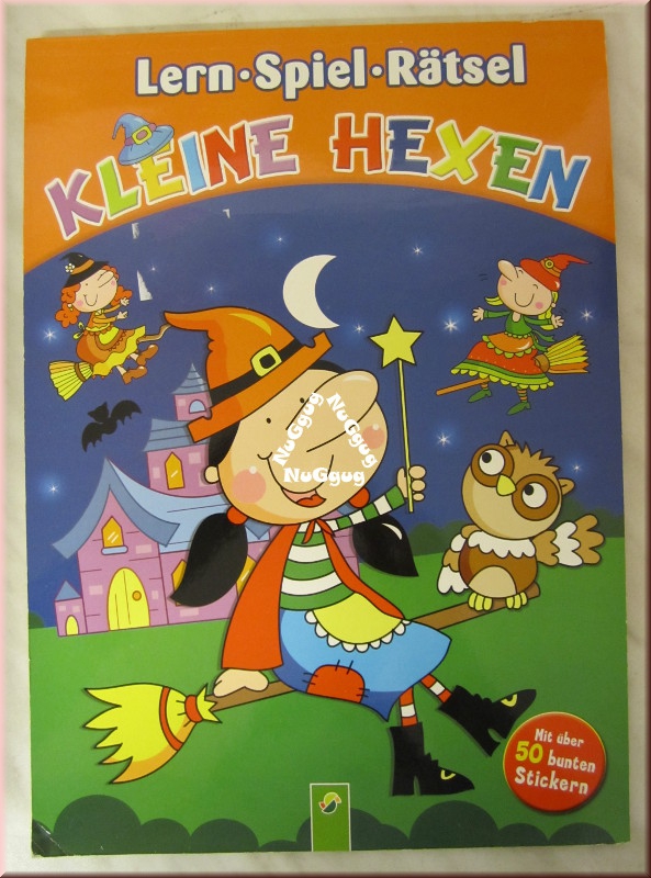 Kleine Hexen, Lern Spiel Rätsel Block, 25 Seiten, 50 Sticker