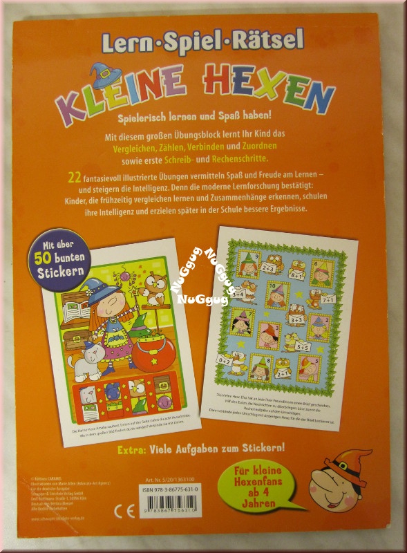 Kleine Hexen, Lern Spiel Rätsel Block, 25 Seiten, 50 Sticker