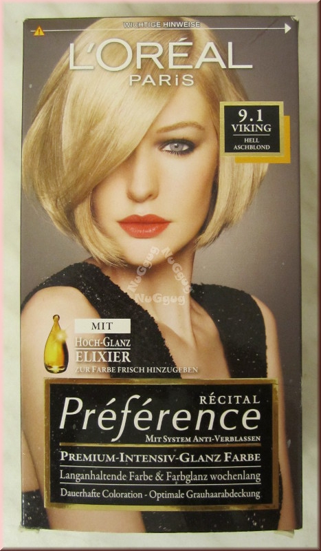 Loreal dauerhafte Coloration 9.1 Hellaschblond