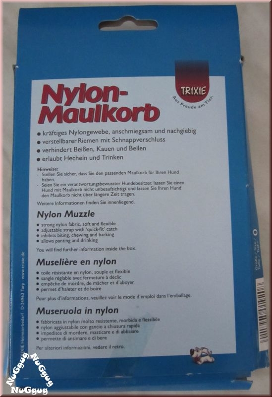 Nylon-Maulkorb von Trixie für Hunde. Größe 0