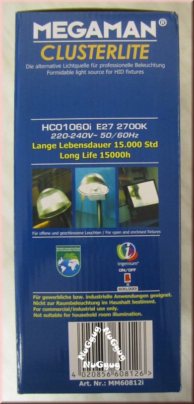 Megaman Clusterlite HCO1060i 60W E27, 2700K warm white, Art.-Nr. MM60812i, lange Lebensdauer 15.000 Std.