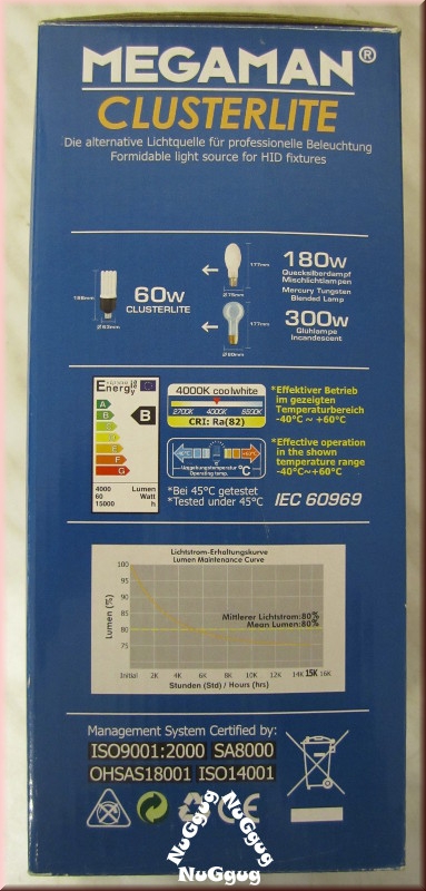 Megaman Clusterlite HCO1060i 60W E27, 4000K cool white, Art.-Nr. MM60814i, lange Lebensdauer 15.000 Std.