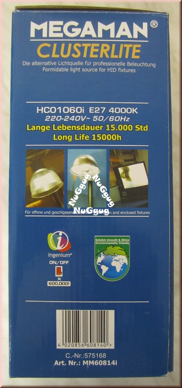 Megaman Clusterlite HCO1060i 60W E27, 4000K cool white, Art.-Nr. MM60814i, lange Lebensdauer 15.000 Std.