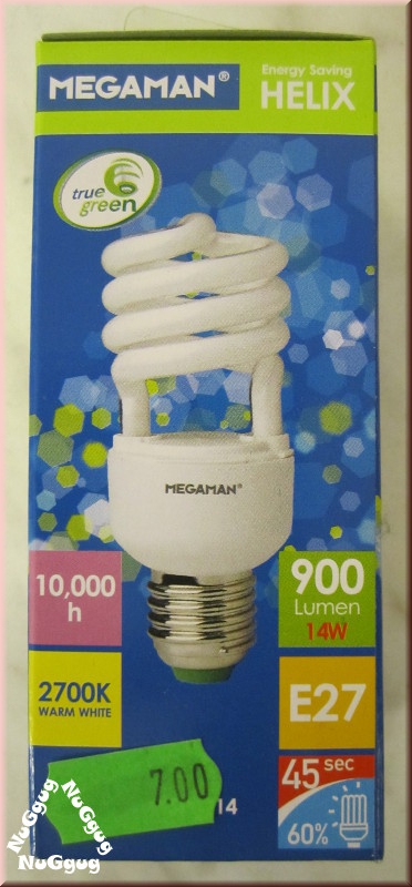 Megaman Helix, 14W, E27, 2700K warm white, Art.-Nr. MM28312, lange Lebensdauer 10.000 Std.