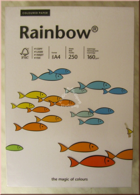 Kopierpapier A4 Rainbow Coloured Paper, weiss, 160 g/m², 250 Blatt, Druckerpapier