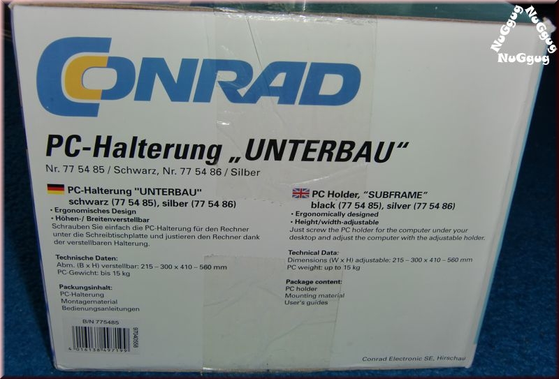 PC-Halterung Unterbau, schwarz von Conrad