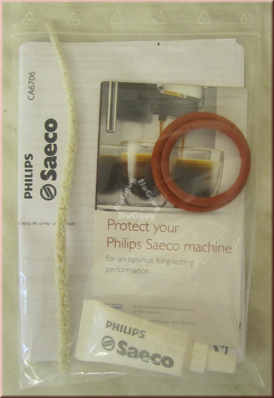 Philips Saeco Service Kit CA6706, 2 Stück O-Ringdichtungen, Schmierfett + Reinigungsbürste