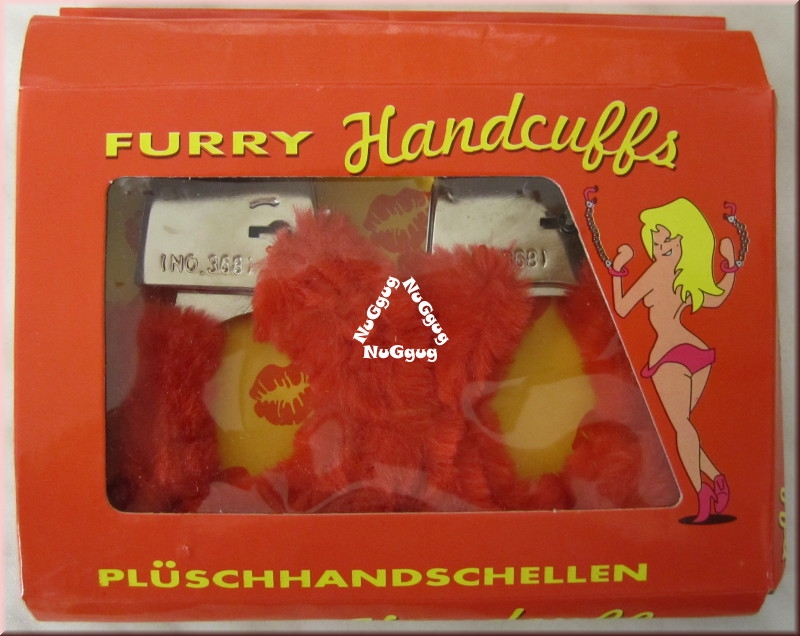 Plüschhandschellen, Handcuffs, rot