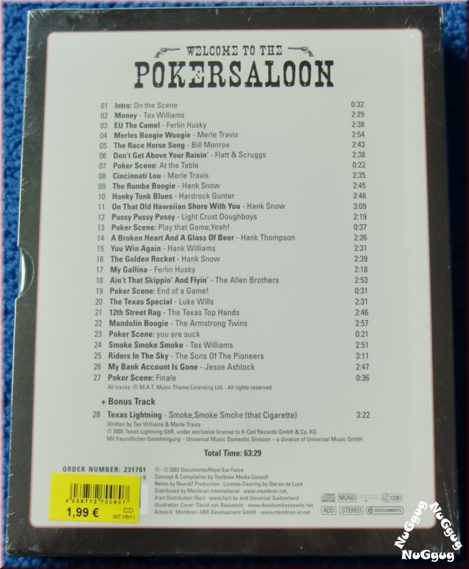 Welcome to the Pokersaloon. Musik. Karten. Spielregeln