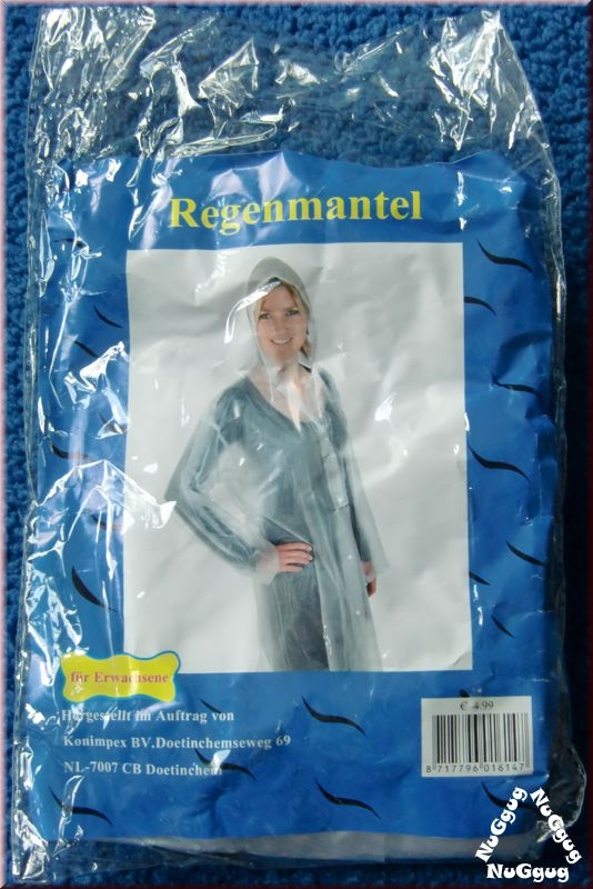 Regenmantel für Erwachsene, transparent/weiß, Poncho