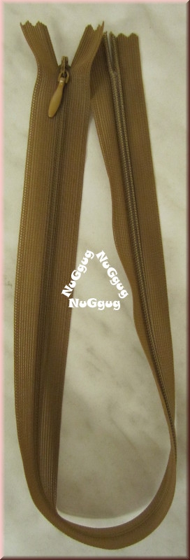 Reißverschluß hellbraun, nahtverdeckt, 40 cm, 3 Stück
