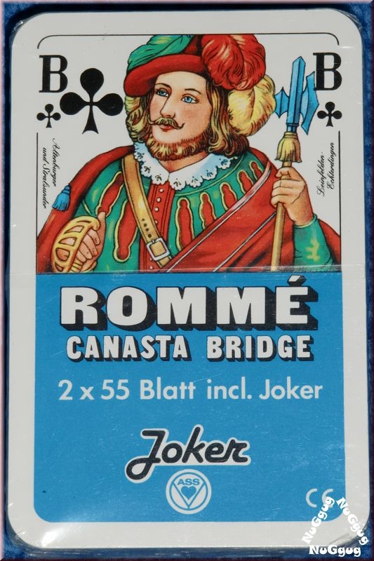 Spielkarten Romme' Canasta Bridge. 1x 55 Blatt inkl. Joker