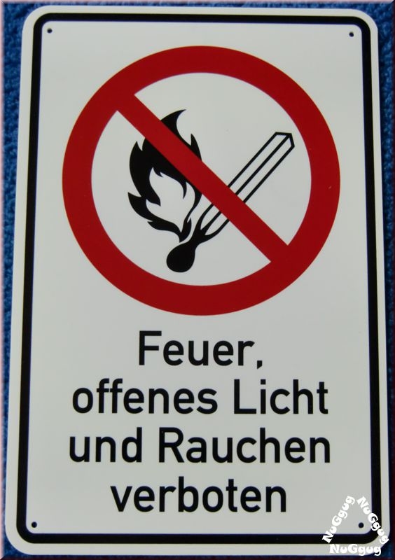 Verbotsschild Feuer, offenes Licht und Rauchen verboten, 20 x 30 cm