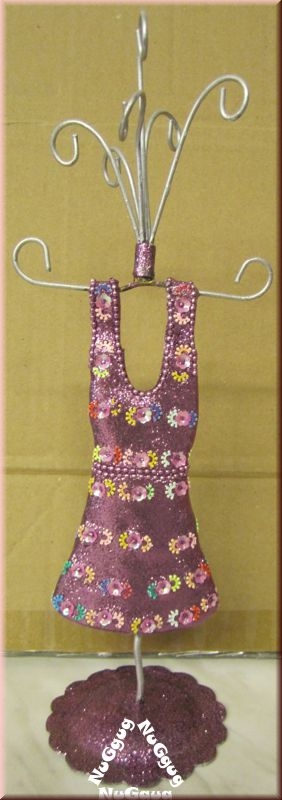 Schmuckständer "Frauenkleid in lila". 30 cm